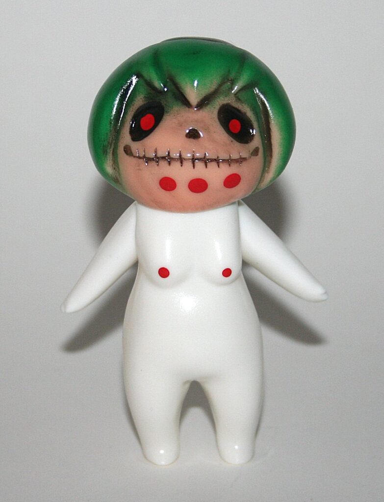 Sunguts Green Hair Skeleton Girl With Red Dot Face