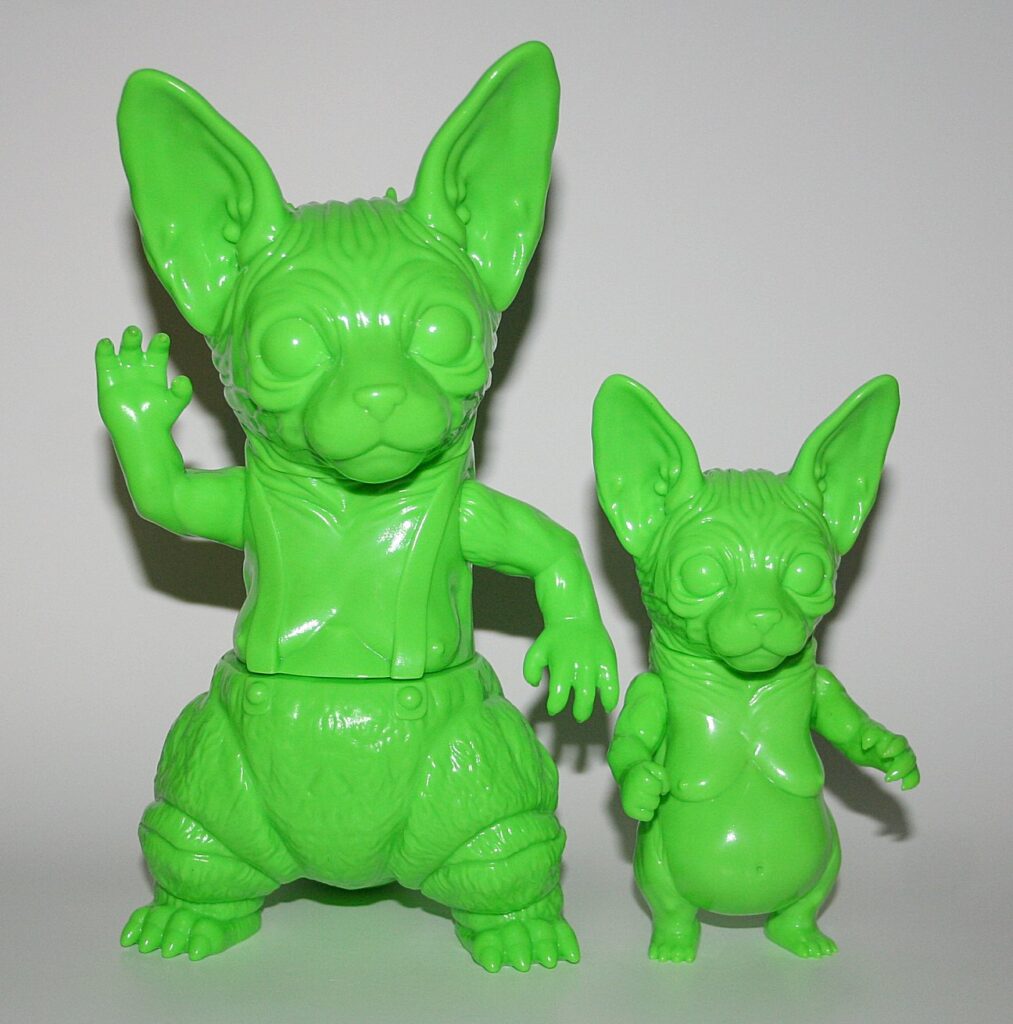 Red Hot Style Unpainted Green Sphynx Cat and Canadian Hairless