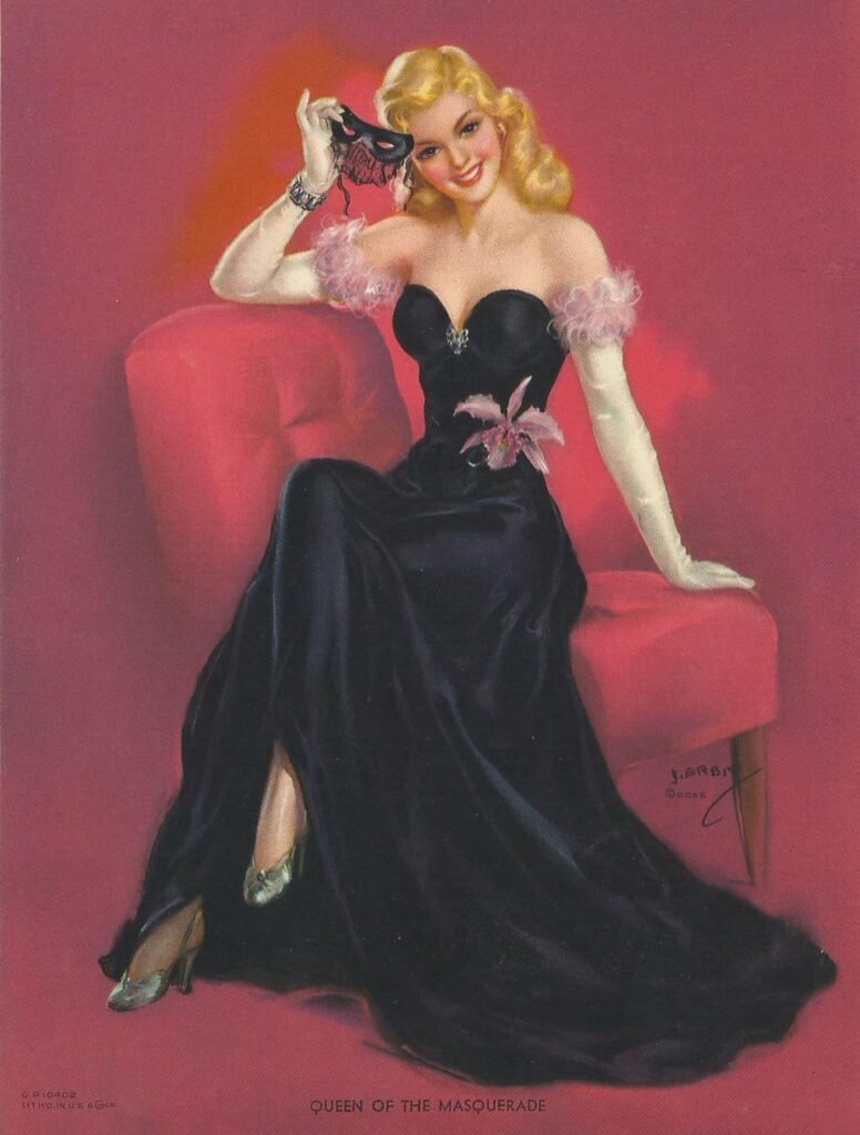 Queen of the Masquerade Pin Up Print by Jules Erbit