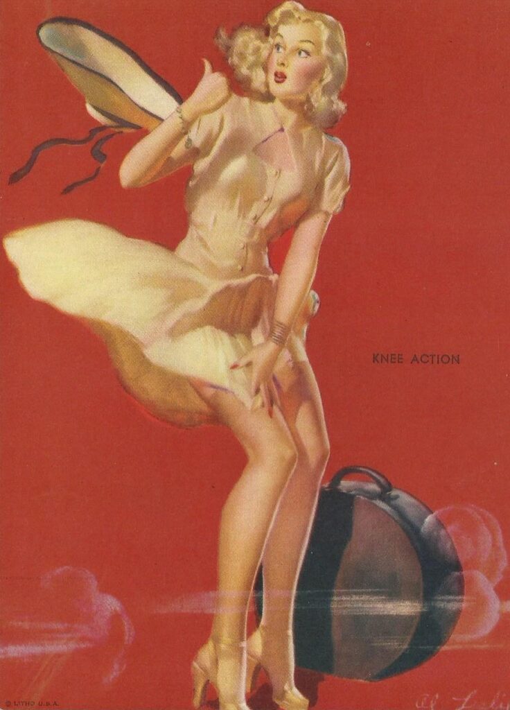 Knee Action Pin Up Print by Al Leslie