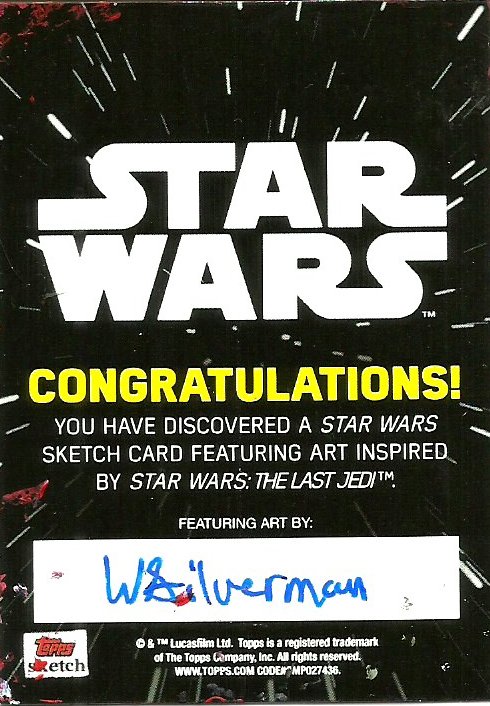 Topps Star Wars Last Jedi Ward Silverman Rey Battle Sketch Card