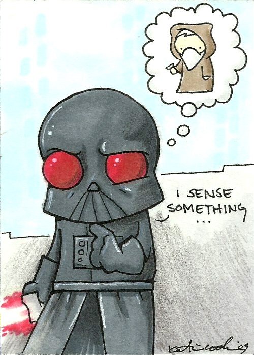 Katie Cook Darth Vader Obi-Wan Full Color Sketch Card