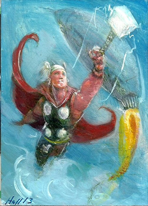 Upper Deck Thor Dark World Charles Hall Painted Sketch Card