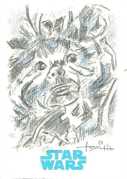 Star Wars Force Awakens Todd Aaron Smith Ewok Sketch Card