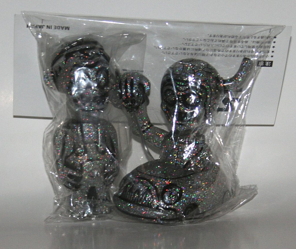Star Toys Japan x Little Chop Silver Lame with Black Rub Weirdo Clutch