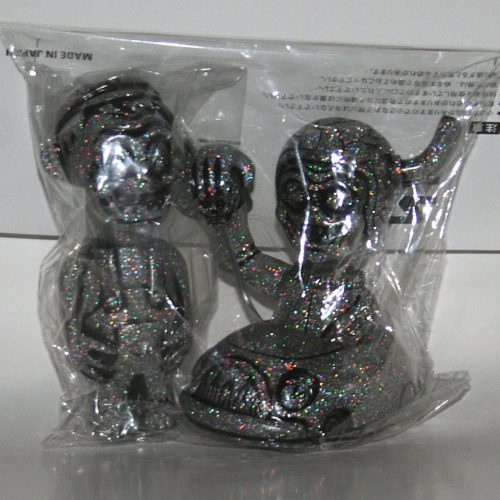 Star Toys Japan x Little Chop Silver Lame with Black Rub Weirdo Clutch
