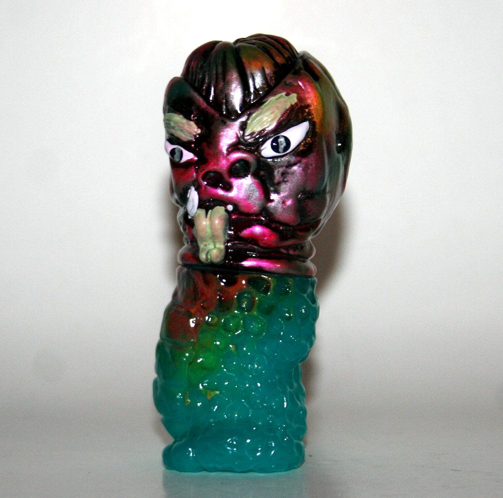 Grody Shogun Blue Metal Head Tongue Out Yokai