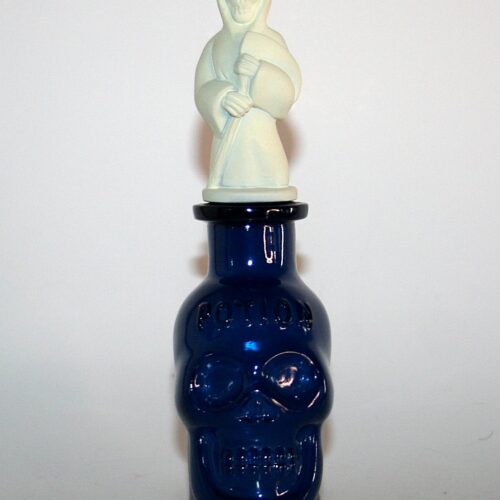 Tractor Slave Brand Clear Blue and White Grave Bottle