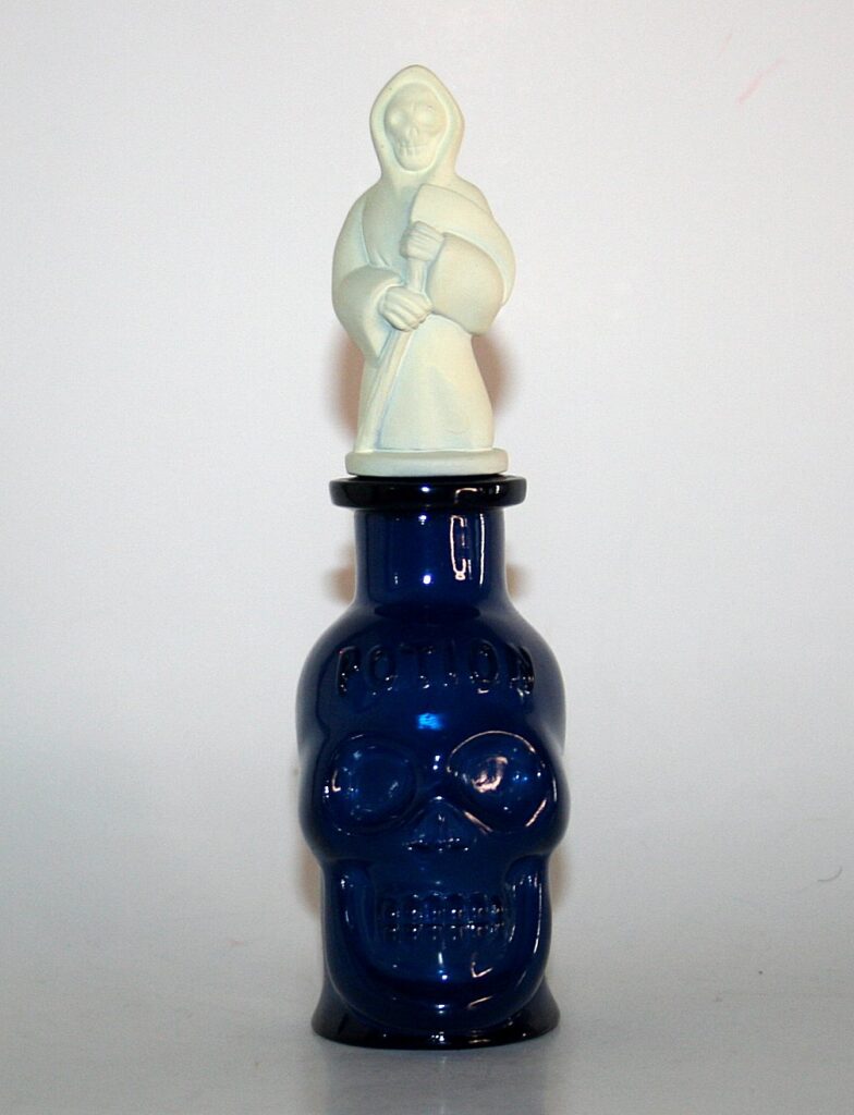 Tractor Slave Brand Clear Blue and White Grave Bottle