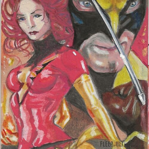 Fleer Wolverine x Jean Grey Marcia Dye Sketch Card