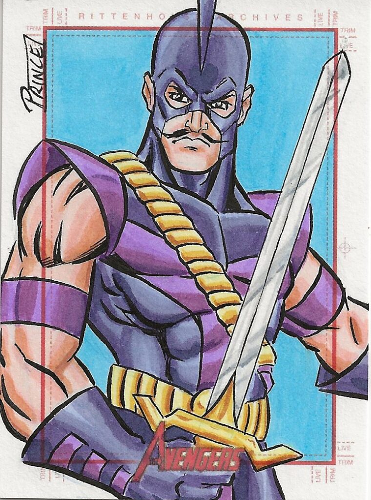 Marvel Avengers Swordsman Buddy Prince Sketch Card | Vicious Fun