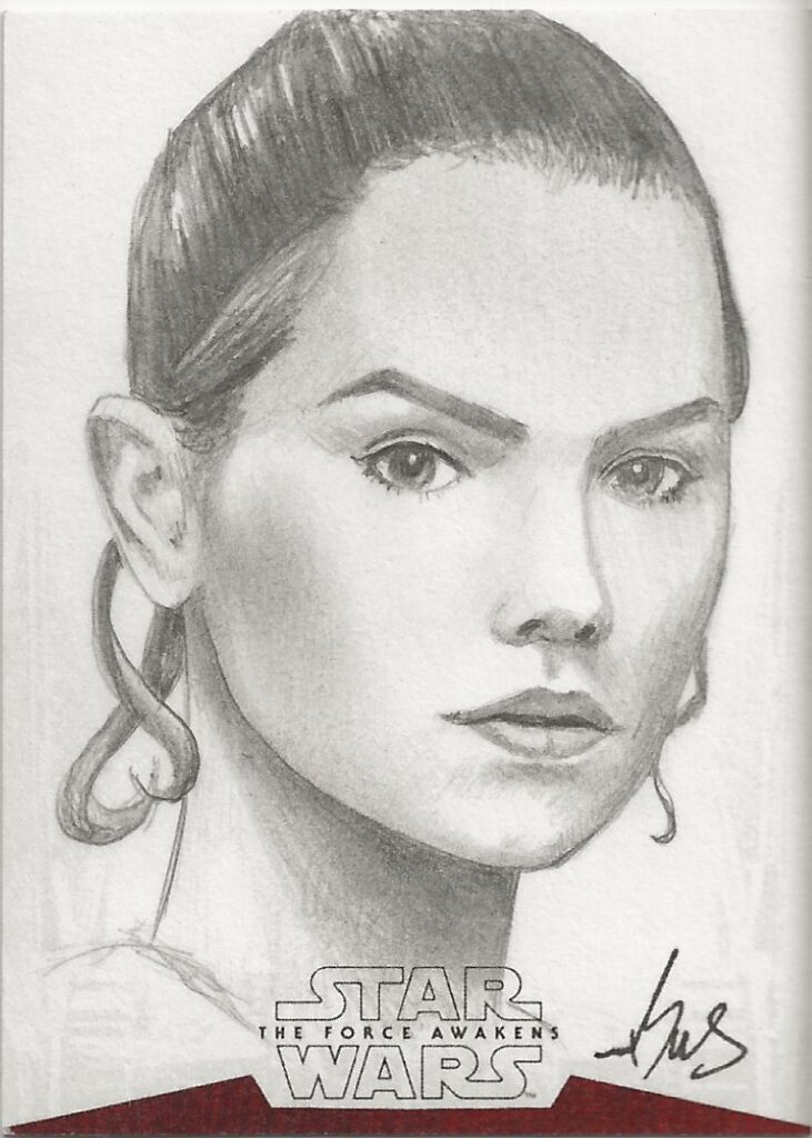 Star Wars Force Awakens Gus Mauk Rey Sketch Card
