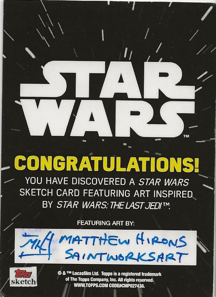 Star Wars Jedi Matthew Hirons Amilyn Holdo Sketch Card | Vicious Fun
