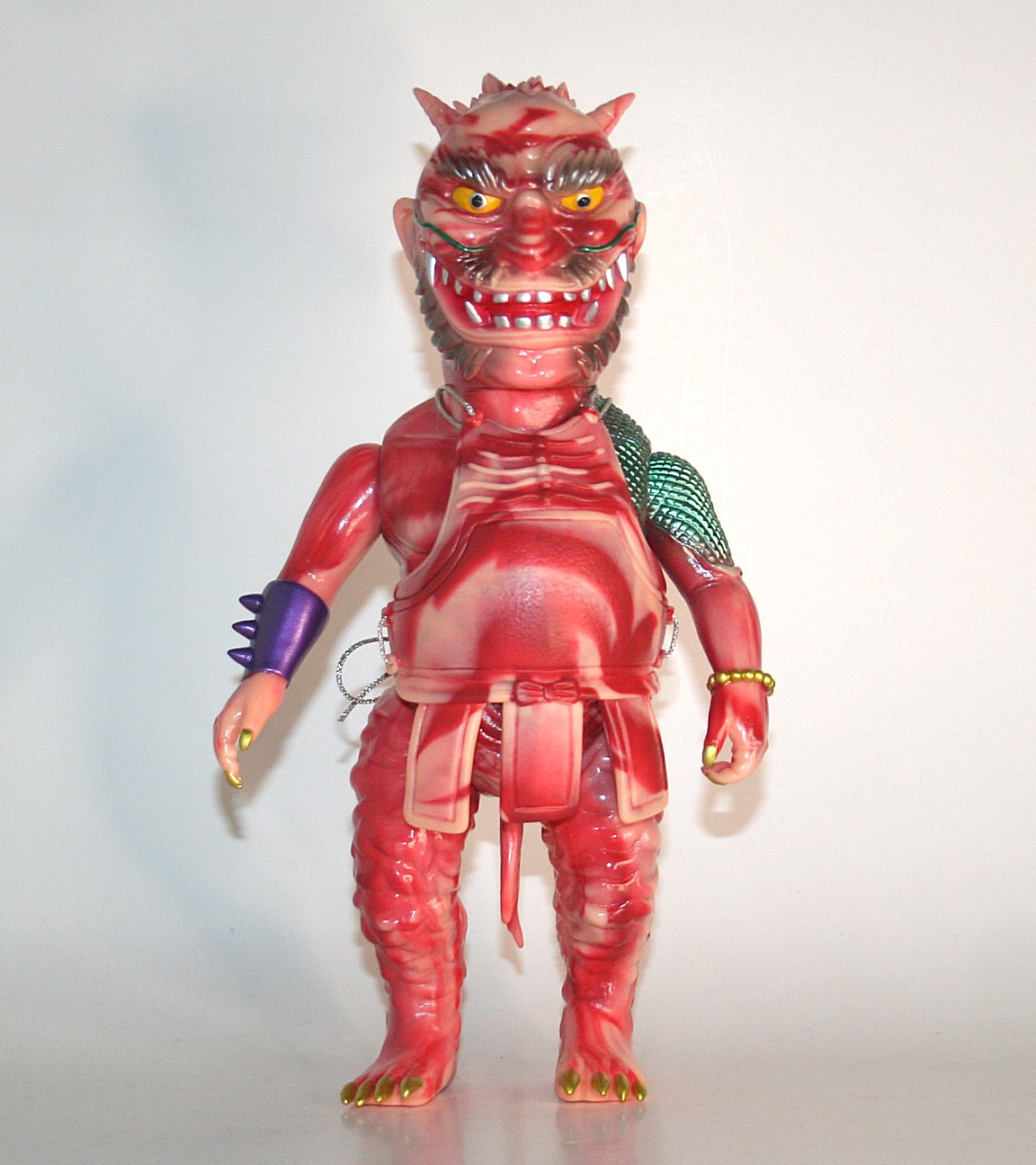 Zollmen x JP Toys Gallery Marbled Meats Draki sofubi with gold purple and metallic green paint